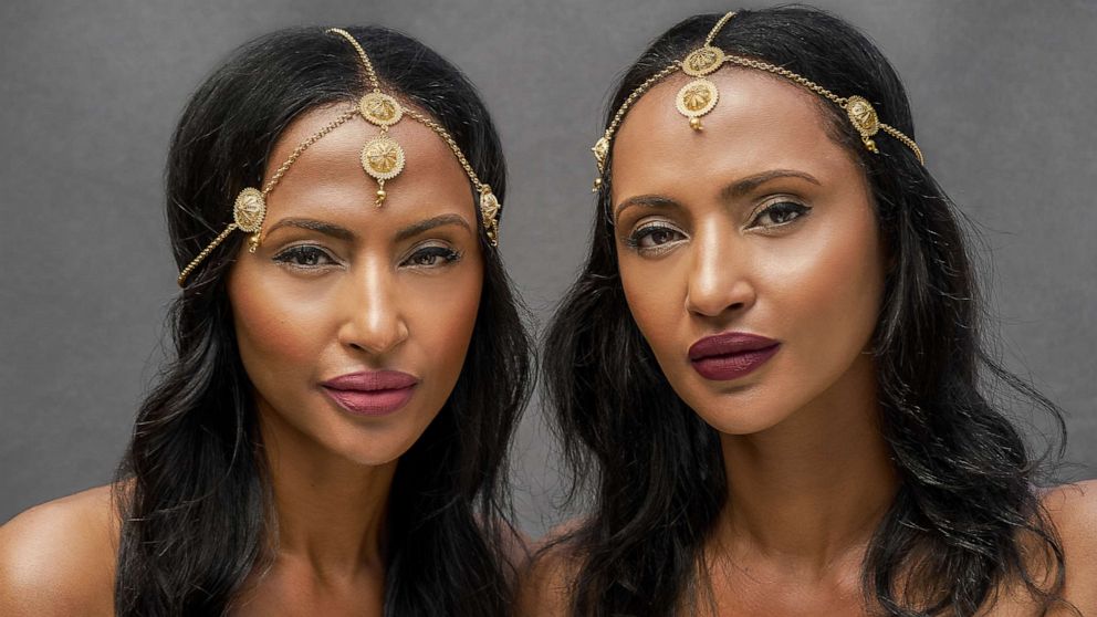Feven Yohannes (left) and twin sister Helen (right) say their makeup line is inspired by their Eritrean roots.