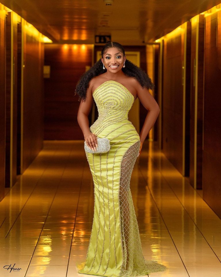 Lovely lime green dress by Somo rocked by Omowunmi Dada