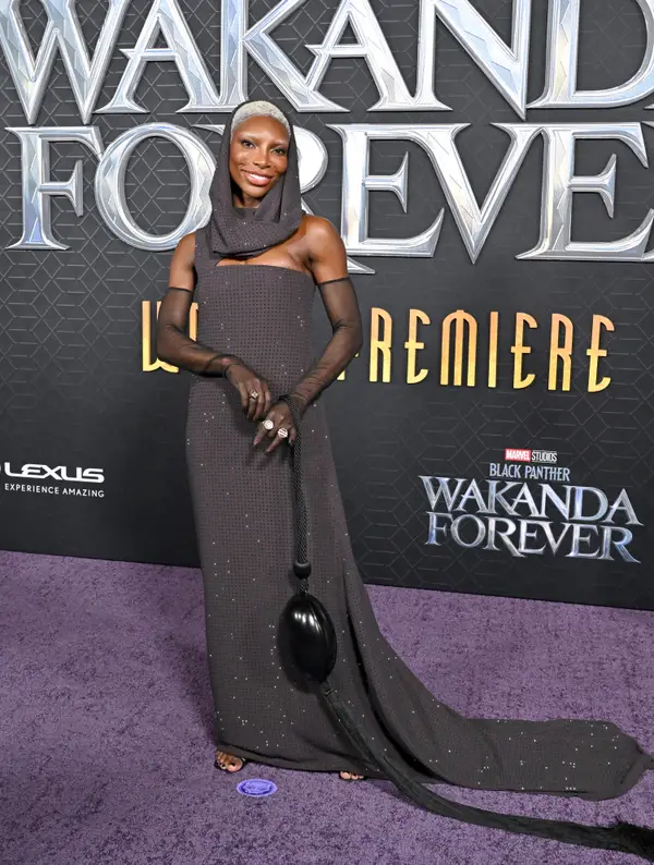 Michaela Coel at the Black Panther: Wakanda Forever Premiere.
