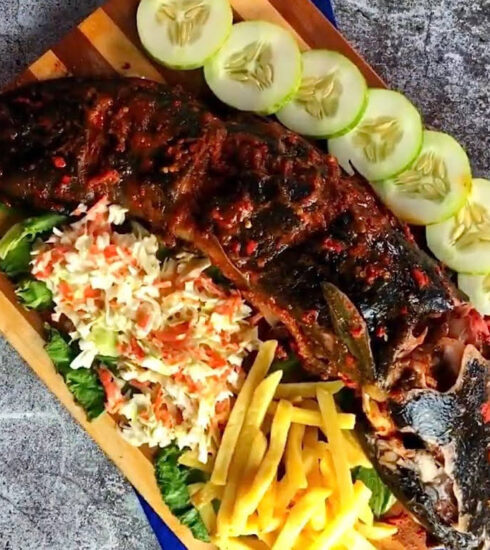 Grilled Catfish Served with Chips & Coleslaw