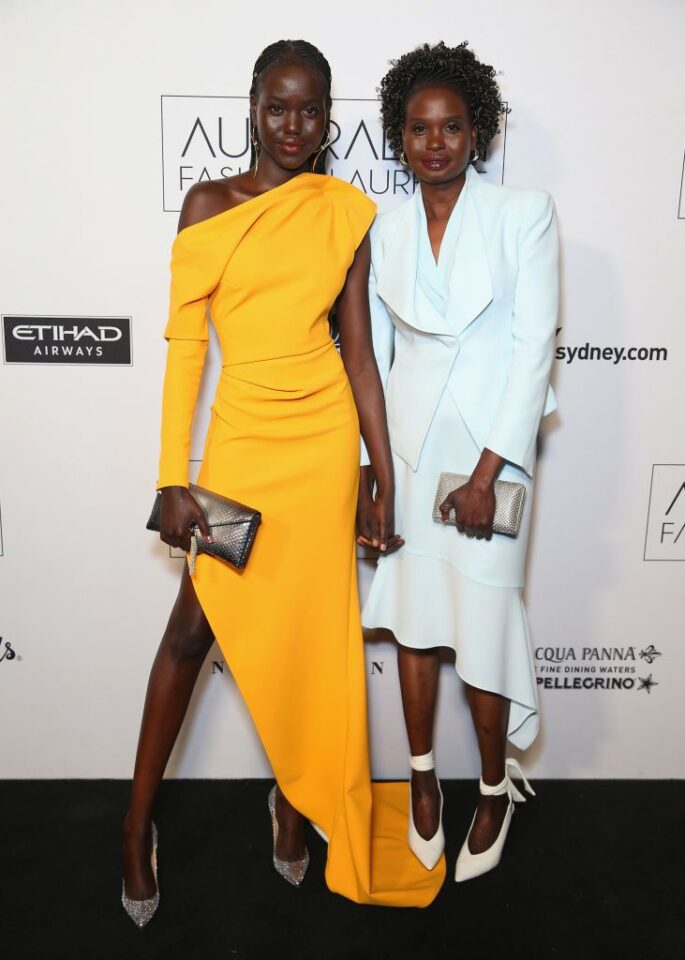 Adut Akech and her mother, Mary Akech, at Australia's Fashion Laureate Awards