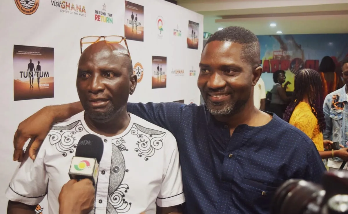 Renowned Ghanaian filmmaker Socrates Safo, together with animator Michael Tettey Narh. Photo Credit: GNA