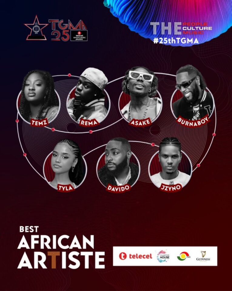 Best African Artiste. Photo Credit: Telecel Ghana Music Awards