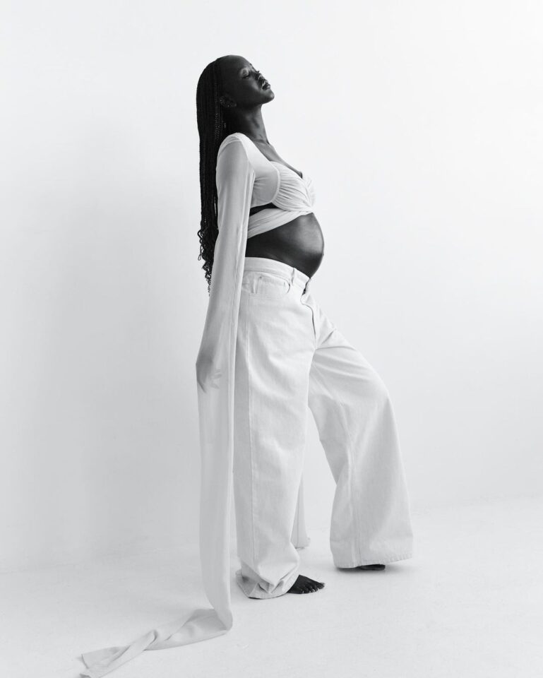 Adut Akech shares her pregnancy journey with Vogue. Photo Credit: Pierre Toussaint/Instagram