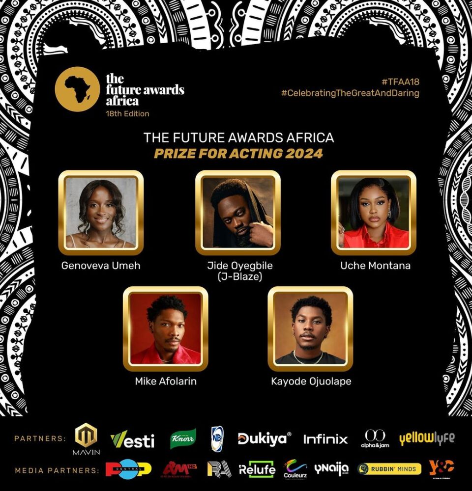 TFAA unveils nominees for its 18th edition. Photo Credit: The Future Awards Africa/Instagram