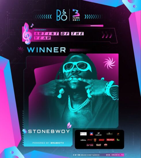 Stonebwoy wins the coveted Artiste of the Year award at the 2024 3Music Awards. Photo Credit: 3Music Awards/Instagram