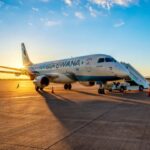 Air Botswana’s sleek new E175 jet lifts off—offering more comfort, capacity, and connection to Africa’s iconic safari capital, Maun. Photo Credit: afrviation.org