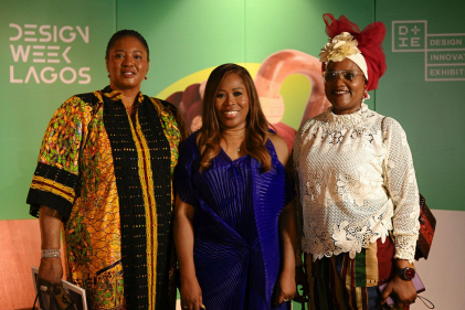 L-R: Mrs Bukola Agbaminoja, Executive Secretary/CEO, Lagos State Film and Video Censors Board; Titi Ogufere, Founder, Design Week Lagos; Mrs Bopo Oyekan-Ismaila, Permanent Secretary, Ministry of Tourism, Arts & Culture. Photo Credit: Design Week Lagos