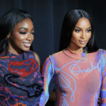 Ciara wearing Onalaja's Red Blue Script Dress at Lagos Fashion Week 2025. Photo Credit: Onalaja/Instagram