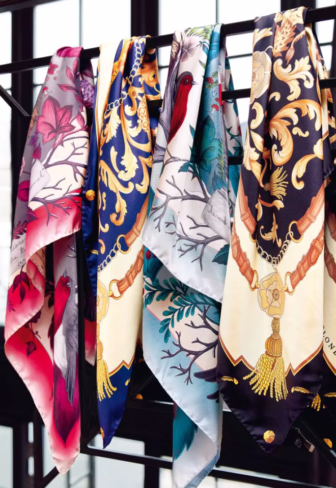 Satin scarves. Photo Credit: Accio