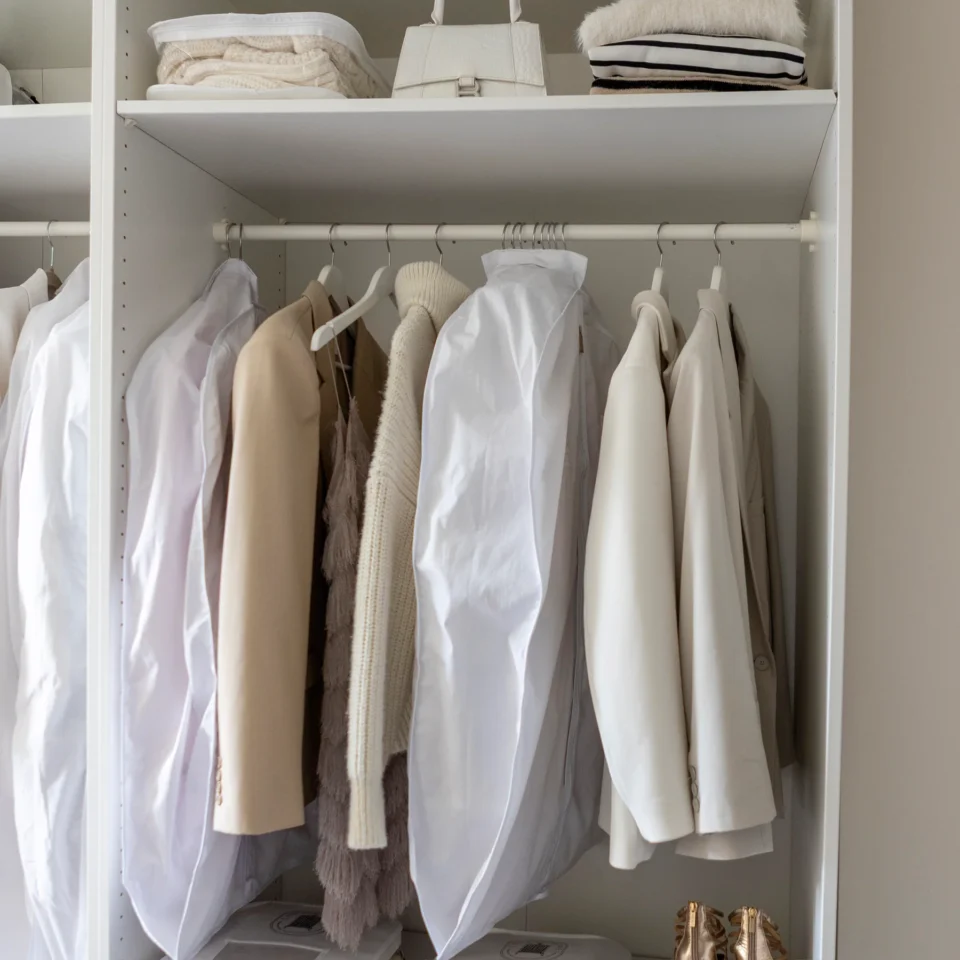 Hanged clothes in a wardrobe. Photo Credit: Total Wardrobe Care